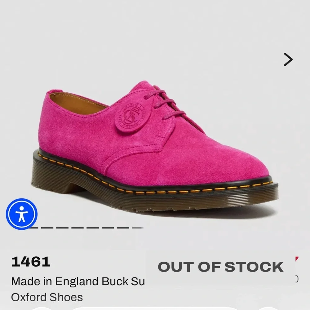 DR MARTENS 1461 made in England pink suede oxfords - Picture 9 of 11